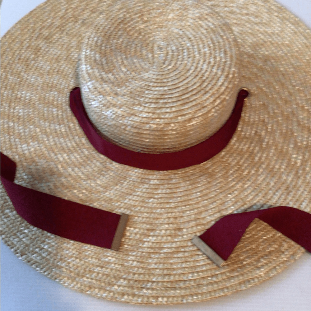 NEW! RARE wYeth Tan Wide-Brim Hat with Red Ribbon